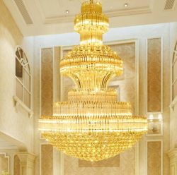 Large gold finish crystal chandelier