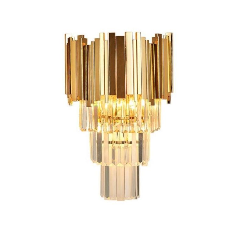 Polished brass wall sconce for villa