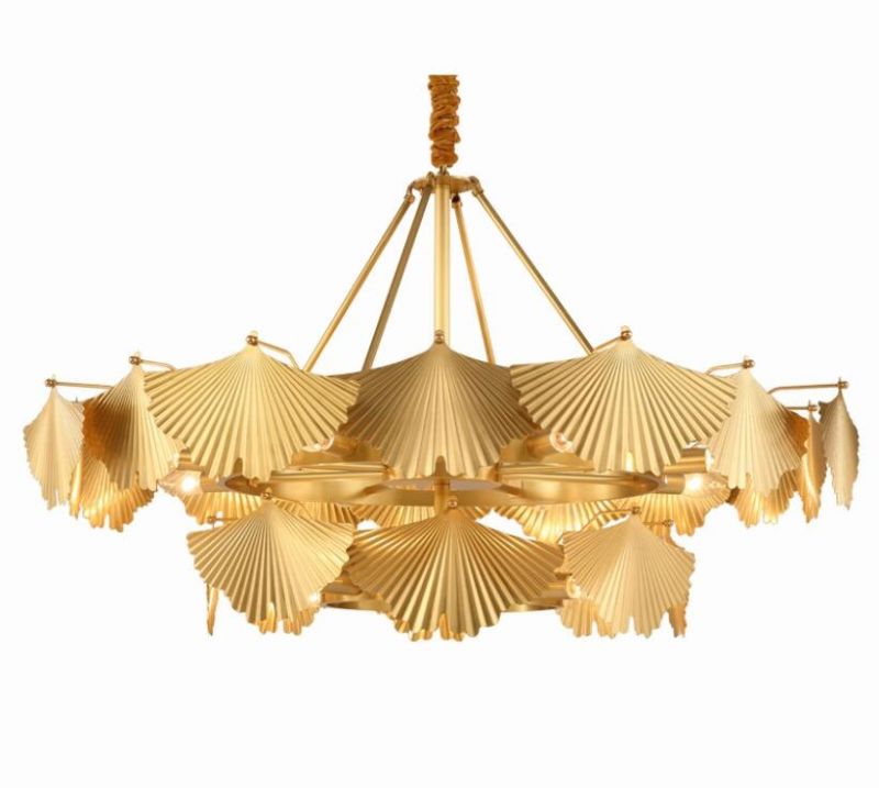 Metal chandeliers with golden finish
