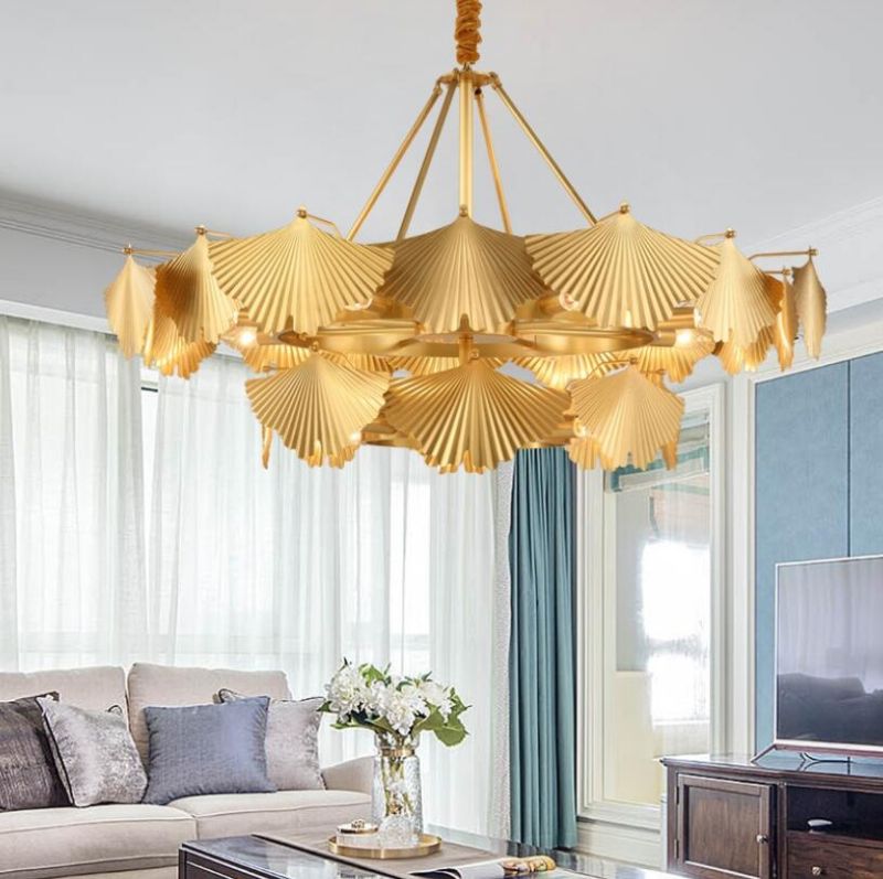 Metal chandeliers with golden finish