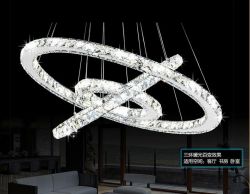 LED 3 rings crystal pendant lighting