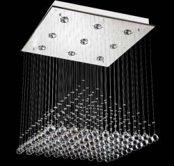 Square K9 crystal mounted ceiling lamp