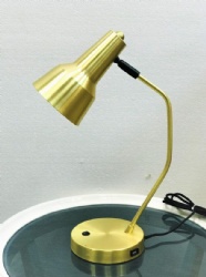 Brushed brass table lamp with USB port