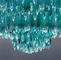 Blue teardrop glass ball chandelier for hotel lobby